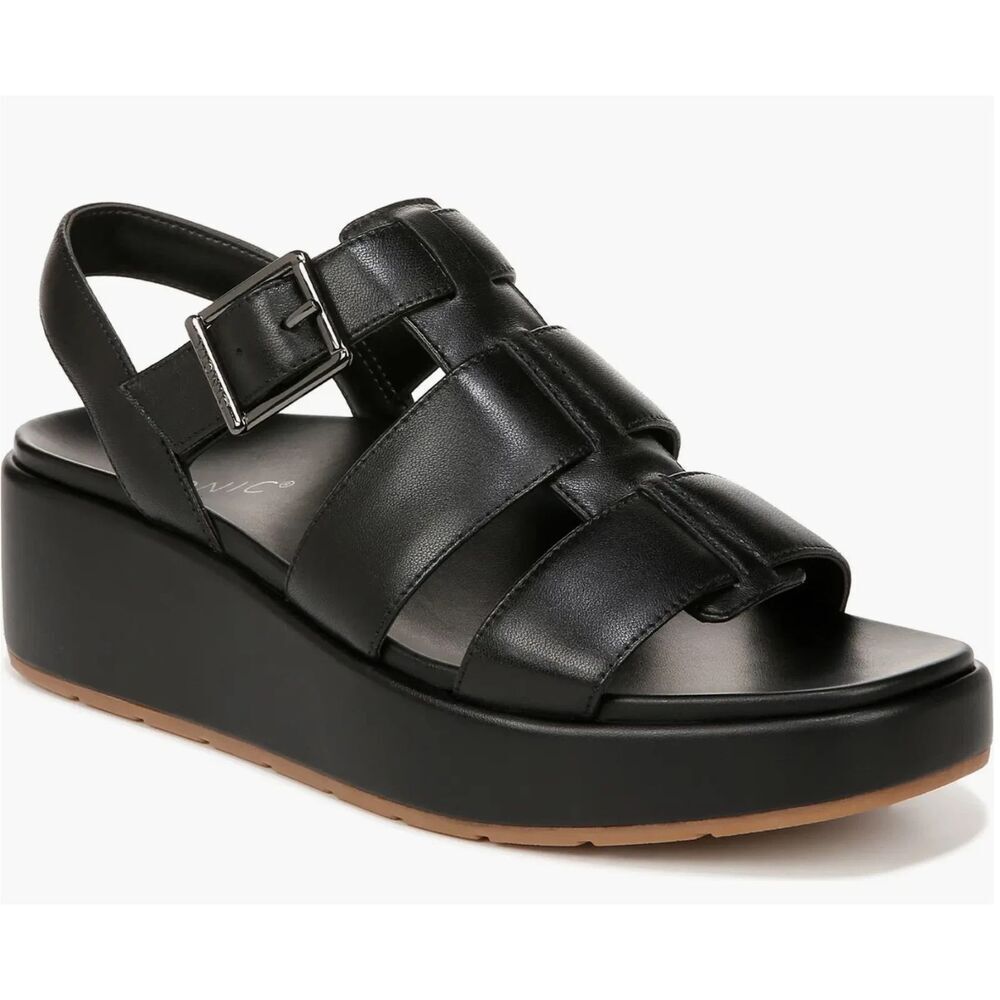 Vionic Woman's Delano Platform Wedge Comfort Sandal Black, Size 10 Medium
